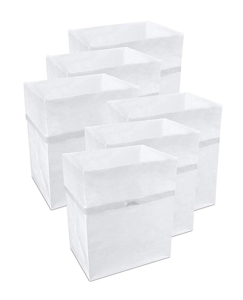 Clean Cubes 13 Gallon Disposable Pop-Up Trash Cans (6-Pack) with Fitted Bags â€“ Foldable Garbage & Recycling Bins for Parties, Events & Kitchen (White, 17" H x 13.5" W x 10" D) - Image 1